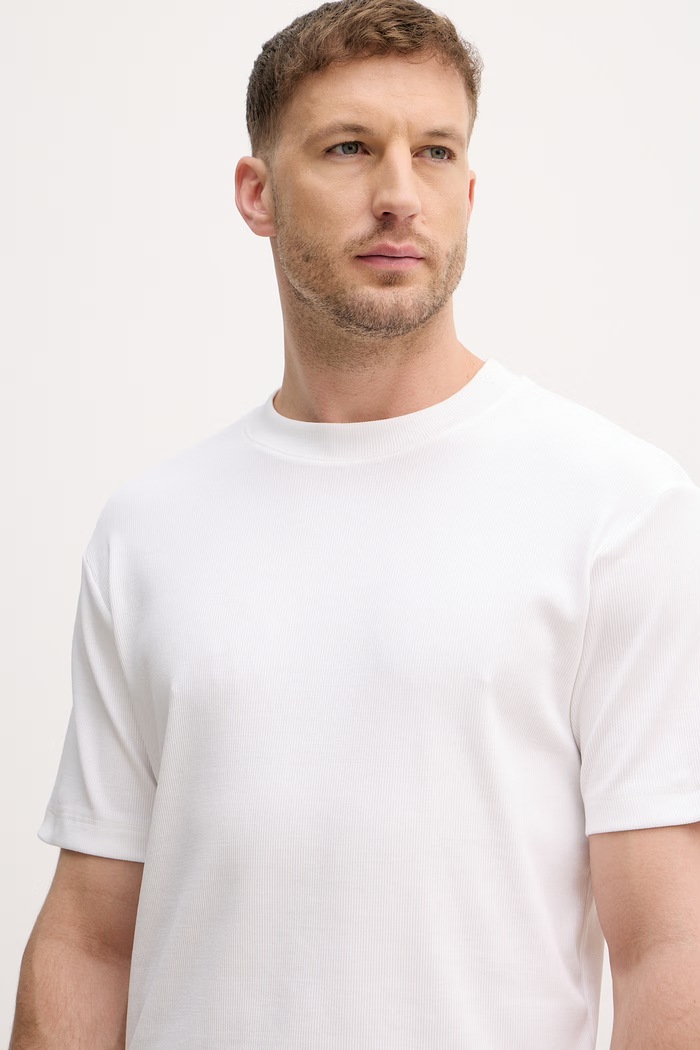 Sisley tricou bărbătesc din bumbac alb 3WIZS104Z