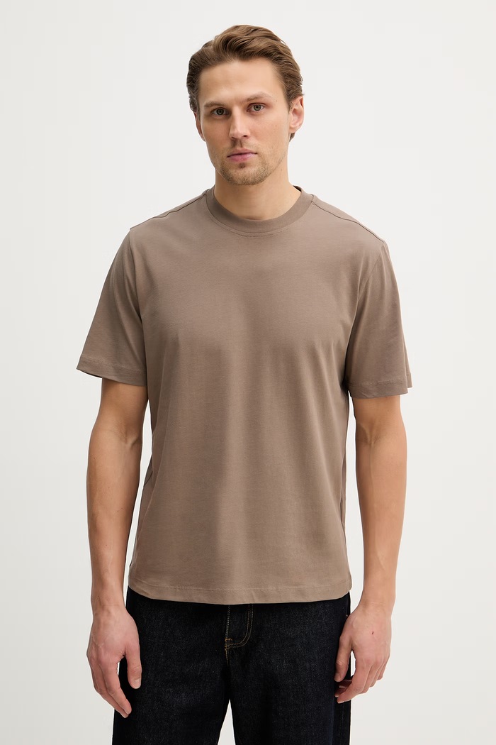 Sisley t-shirt in cotone semplice marrone 3XDTS104R