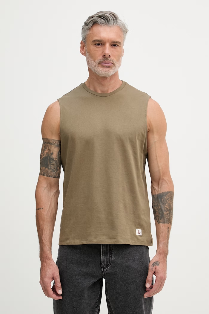 Calvin Klein Jeans top bărbați din bumbac verde LV04RF273G