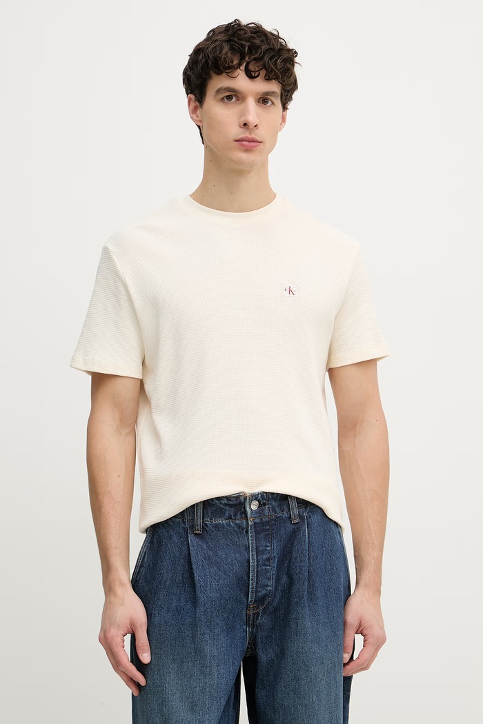 Calvin Klein Jeans tricou pentru bărbați, din bumbac bej LV04RD008G