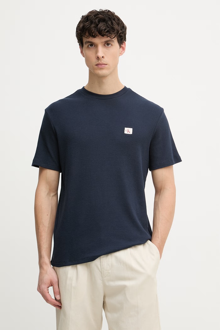 Calvin Klein Jeans tricou pentru bărbați, cu bumbac bleumarin LV04RD008G