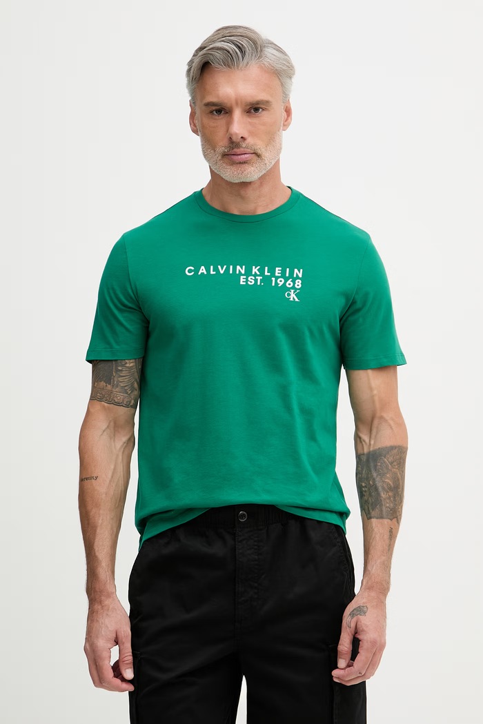 Calvin Klein Jeans tricou pentru bărbați bumbăcesc verde LV04RF800G