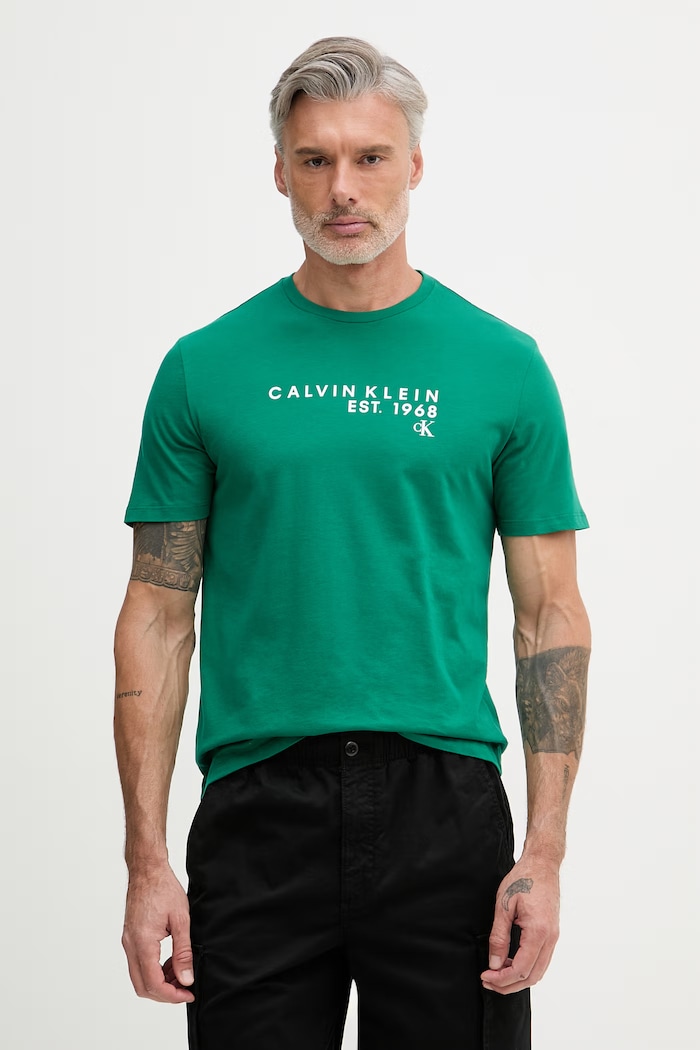 Calvin Klein Jeans tricou pentru bărbați bumbăcesc verde LV04RF800G