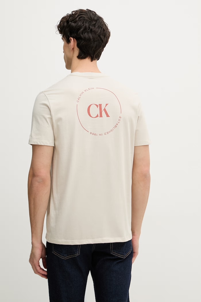 Calvin Klein Jeans tričko pánske bavlnené béžová LV04RF801G