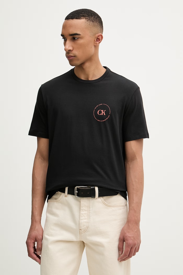 Calvin Klein Jeans T-shirt Ανδρικό βαμβακερό μαύρο LV04RF801G