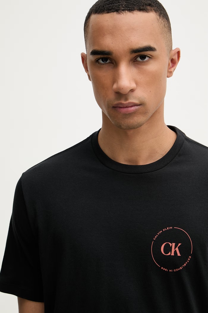 Calvin Klein Jeans T-shirt Ανδρικό βαμβακερό μαύρο LV04RF801G