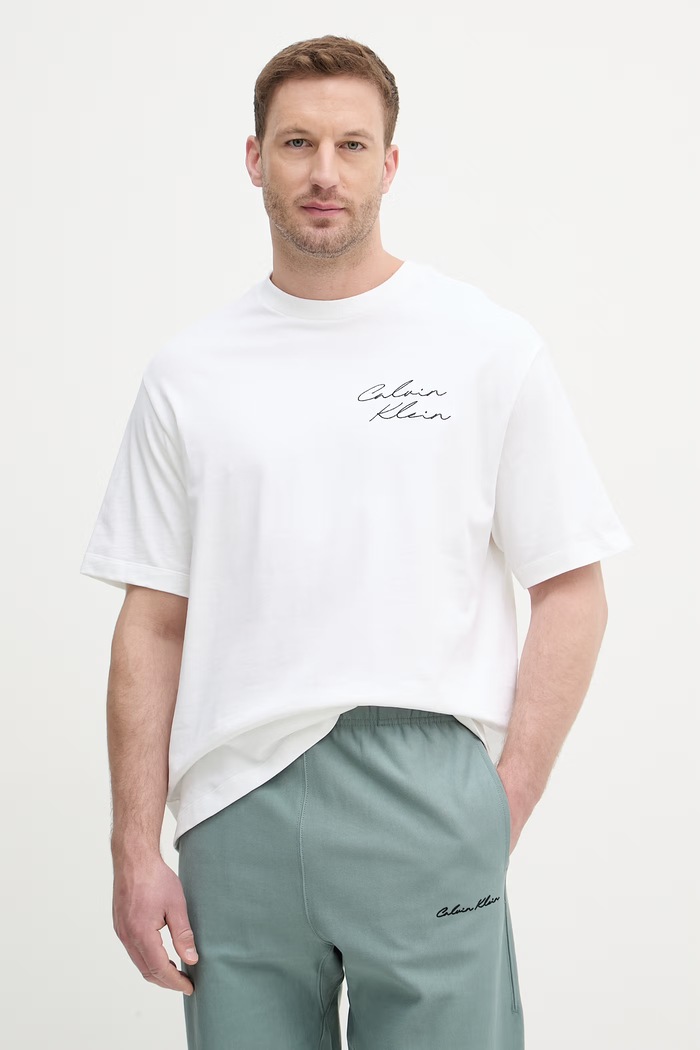 Oblečenie Calvin Klein Jeans tričko pánske bavlnené LV04RE828G béžová