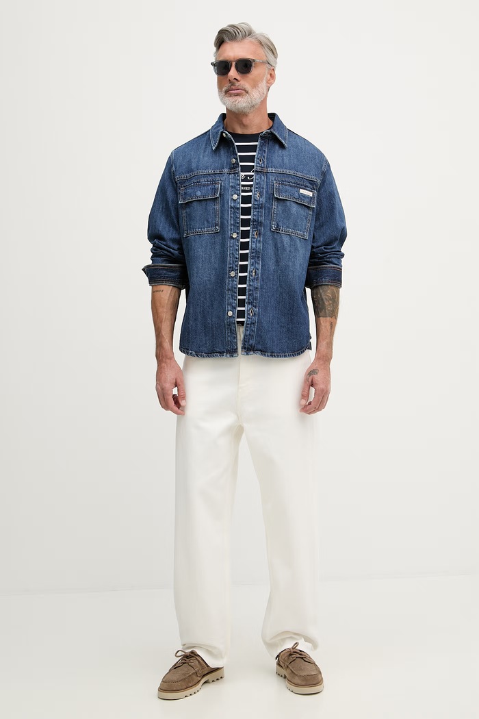 Calvin Klein Jeans tricou pentru bărbați, din bumbac LV04RF204G bleumarin SS26