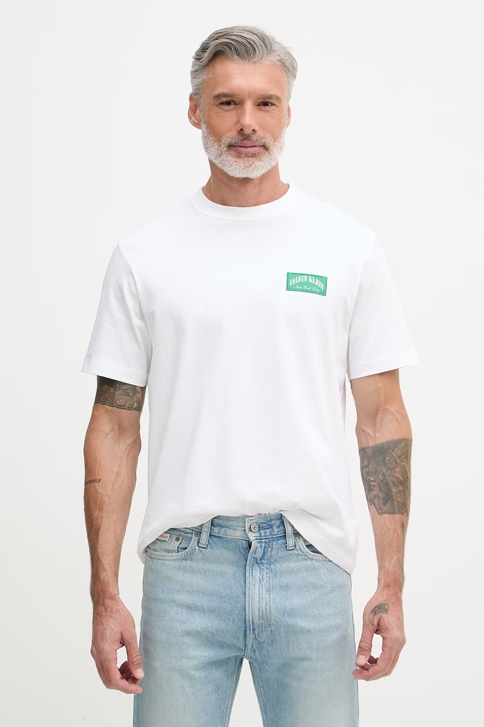 Calvin Klein Jeans tričko pánske bavlnené biela LV04RF294G