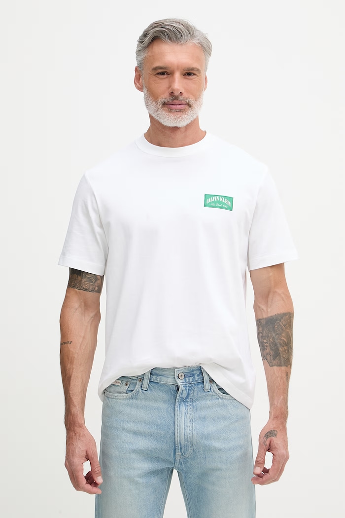 Calvin Klein Jeans tričko pánske bavlnené biela LV04RF294G