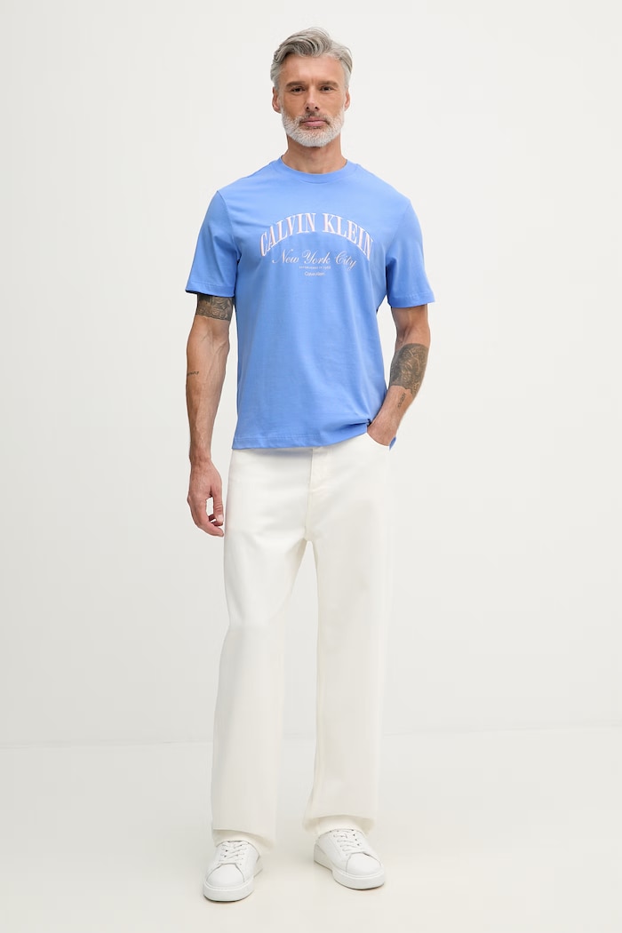 Calvin Klein Jeans tričko pánske bavlnené LV04RF820G modrá SS26