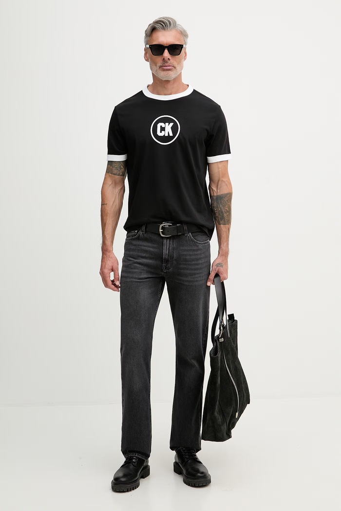 Calvin Klein Jeans tričko pánske bavlnené LV04RF821G čierna SS26
