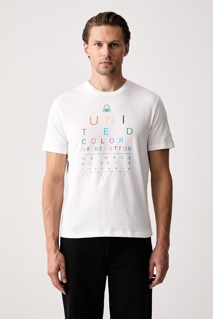 United Colors of Benetton Tričko pánské bavlněné bílá 39VFU1096