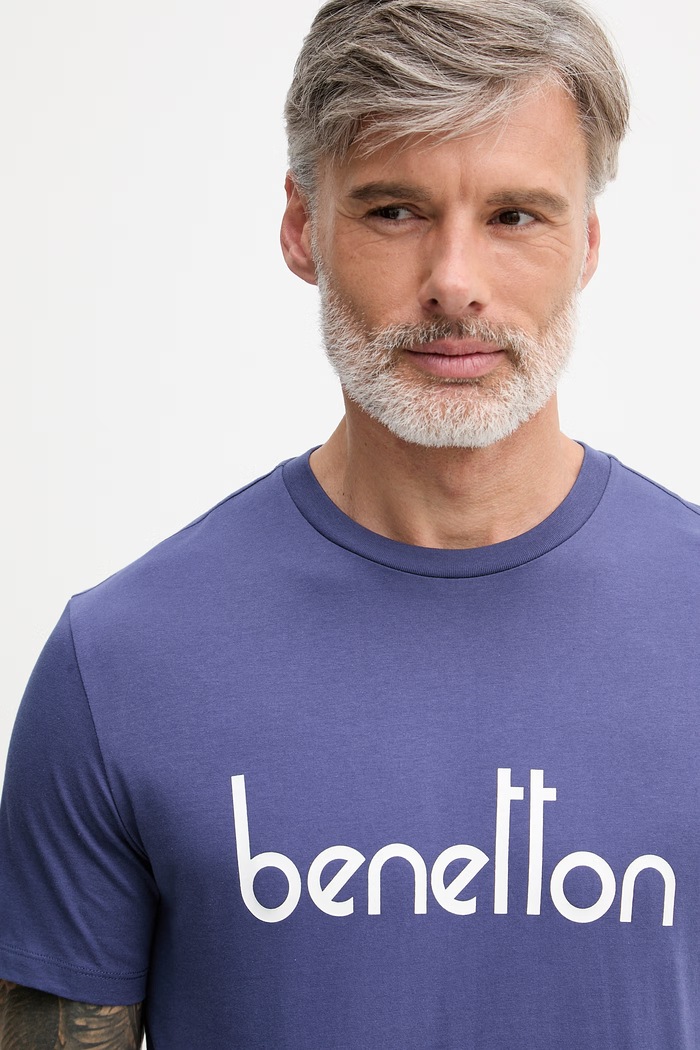 United Colors of Benetton t-shirt męski bawełniany granatowy 39VFU1096