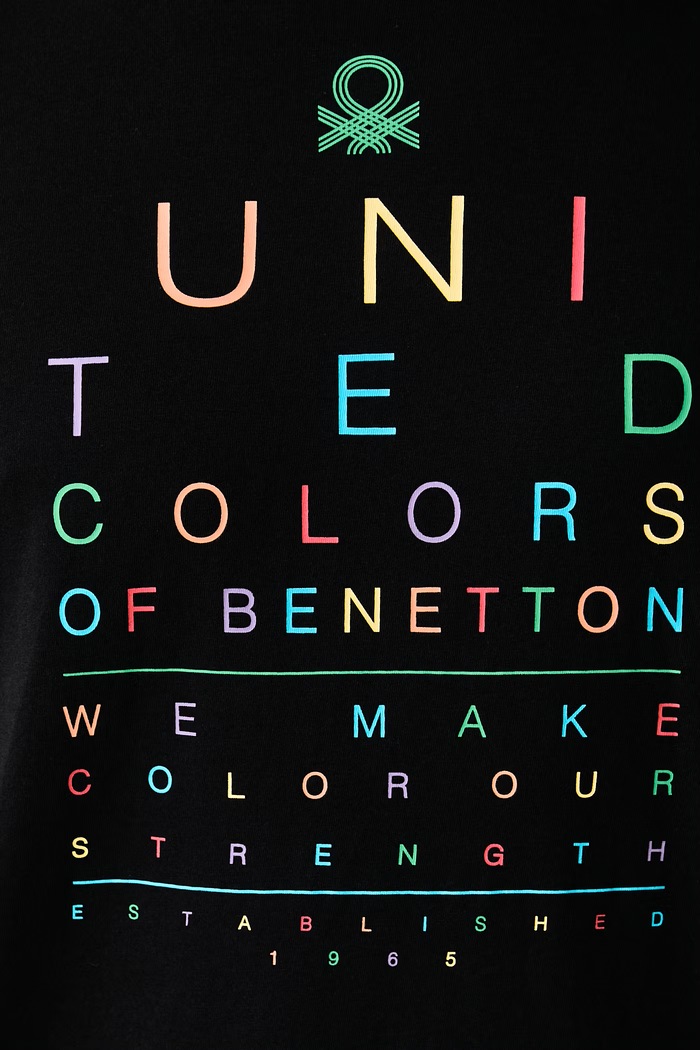 United Colors of Benetton T-shirt męski bawełniany 39VFU1096 czarny SS26