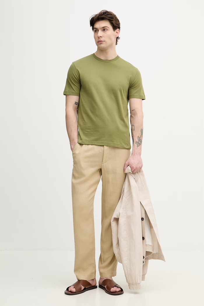 United Colors of Benetton T-shirt męski bawełniany 3H3WU10BJ zielony SS26