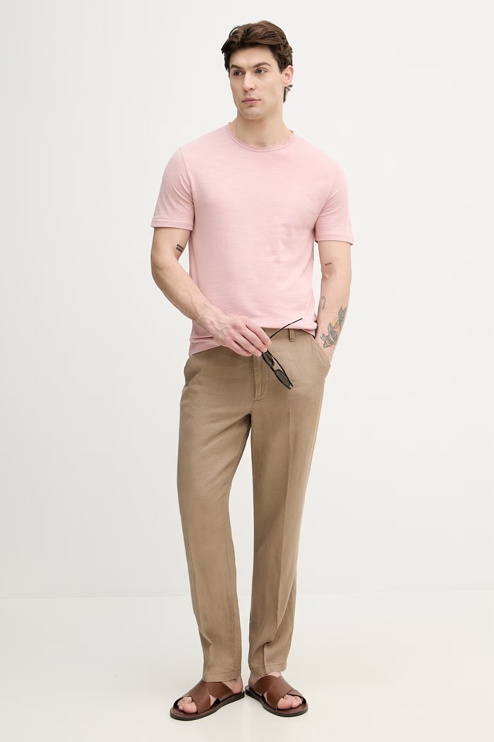 United Colors of Benetton tricou bărbătesc din bumbac 3N78U10C2 roz SS26