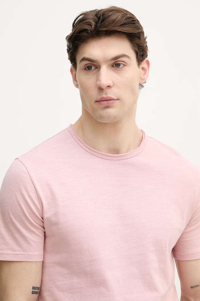 United Colors of Benetton tricou bărbătesc din bumbac roz 3N78U10C2