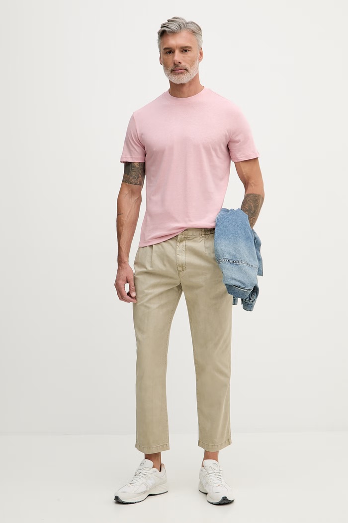 United Colors of Benetton T-shirt męski z bawełną 36IBU10CE różowy SS26