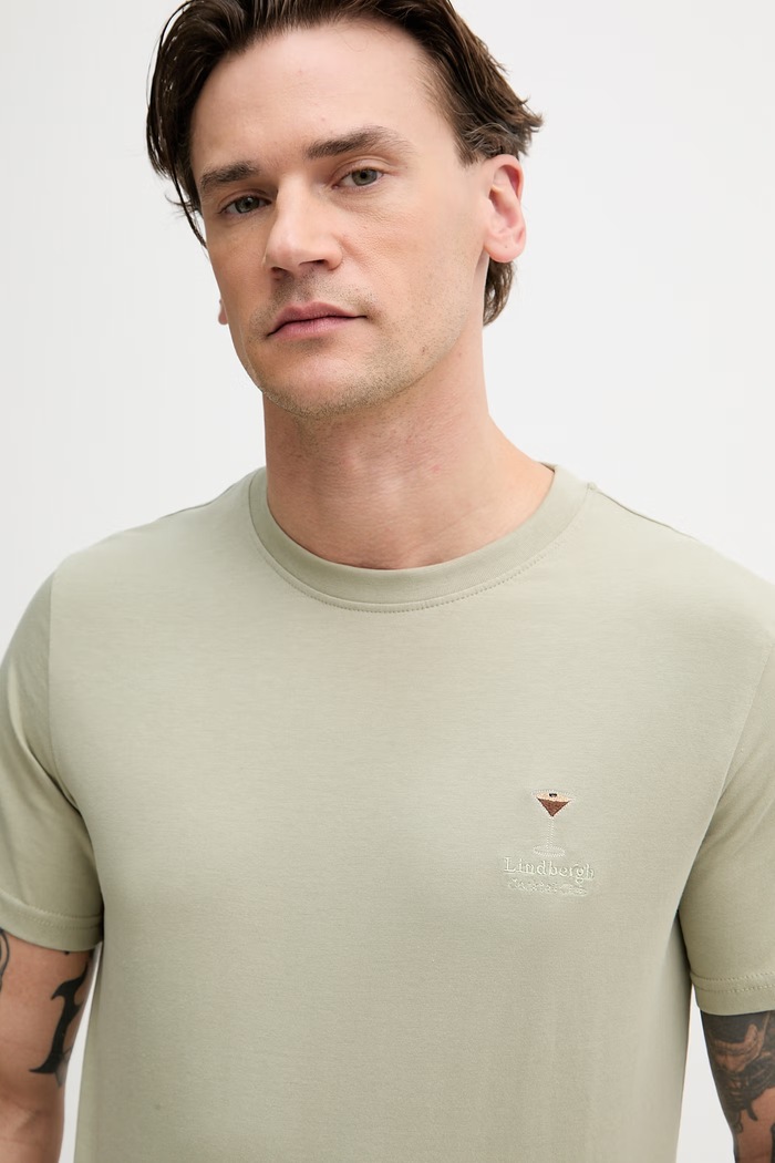 Lindbergh pánske bavlnené tričko zelená 30.400299