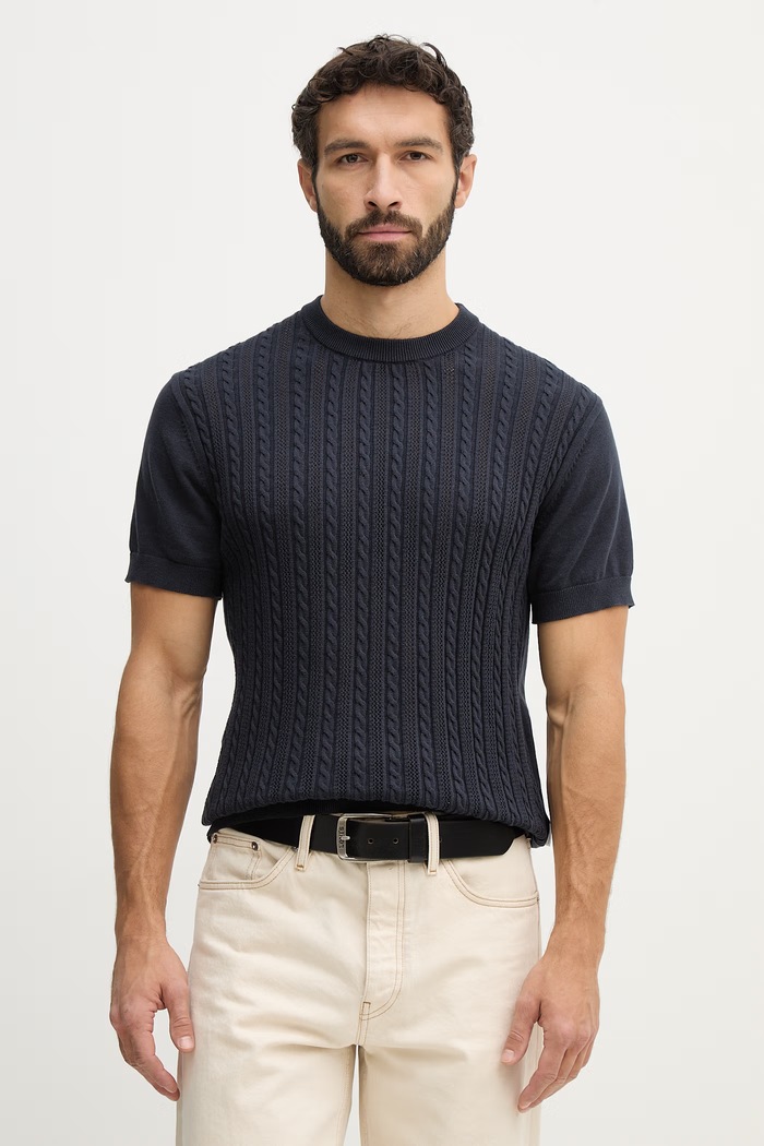 Lindbergh tricou din bumbac uni bleumarin 30.804115