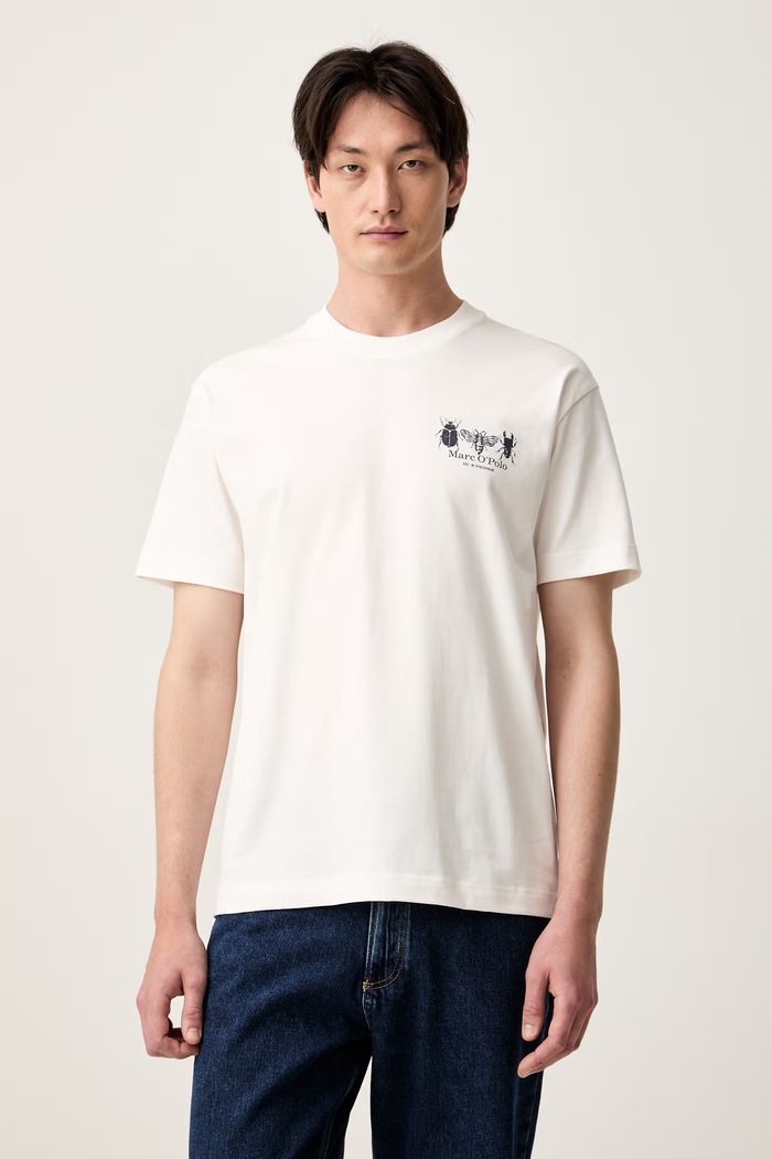 Odzież Marc O'Polo T-shirt męski bawełniany 5000012705 beżowy