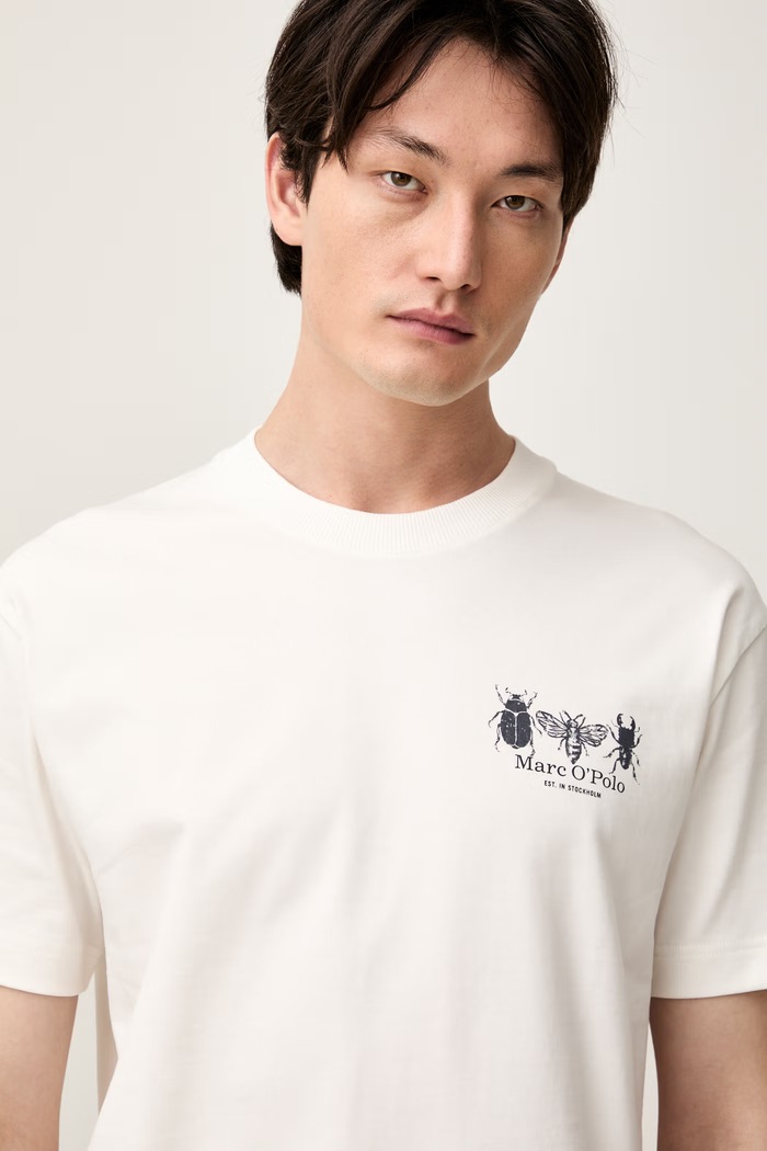Marc O'Polo T-shirt męski bawełniany beżowy 5000012705