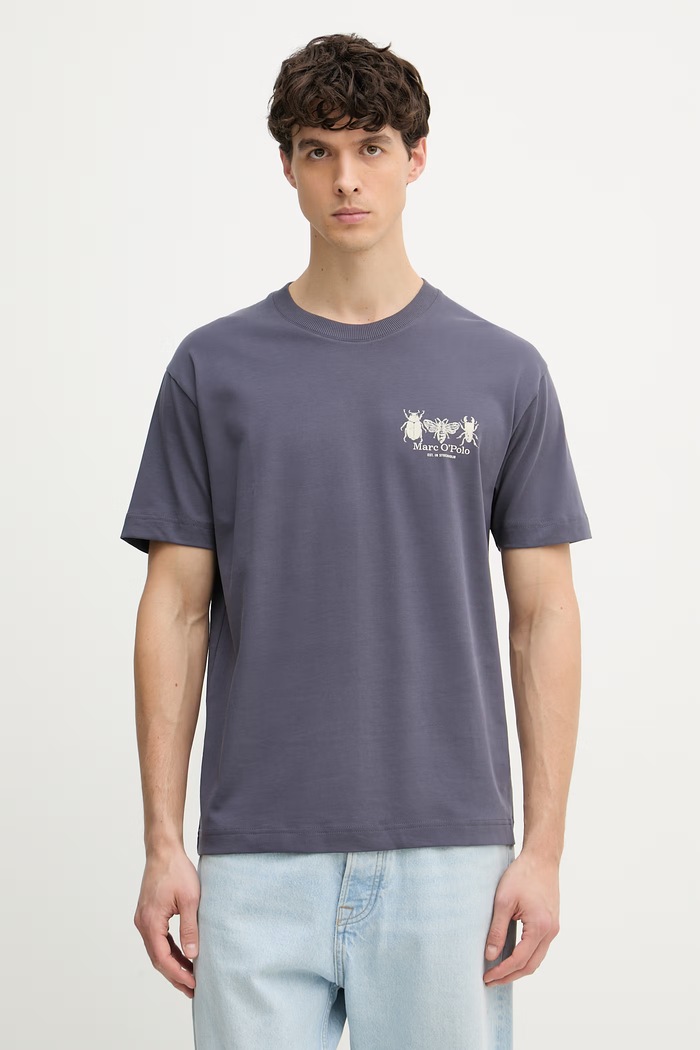 Ρούχα Marc O'Polo t-shirt ανδρικό βαμβακερό 5000012705 μωβ