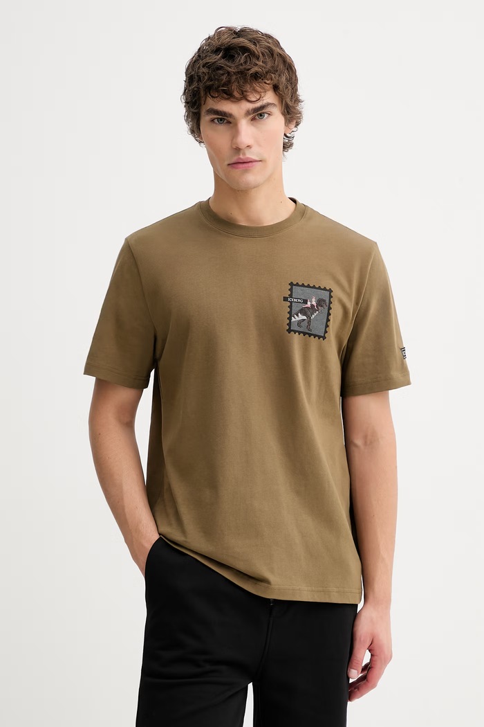 Iceberg t-shirt bawełniany nadruk zielony F027.627A