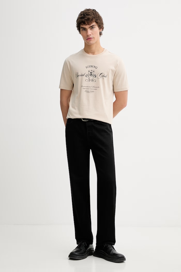Iceberg tricou din bumbac F047.6306 bej SS26