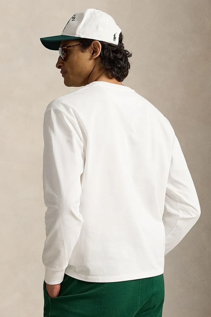 Polo Ralph Lauren longsleeve męski bawełniany 710B16045 biały SS26