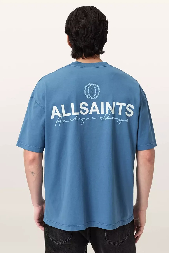 AllSaints t-shirt bawełniany EMBLEM M006PE niebieski SS26