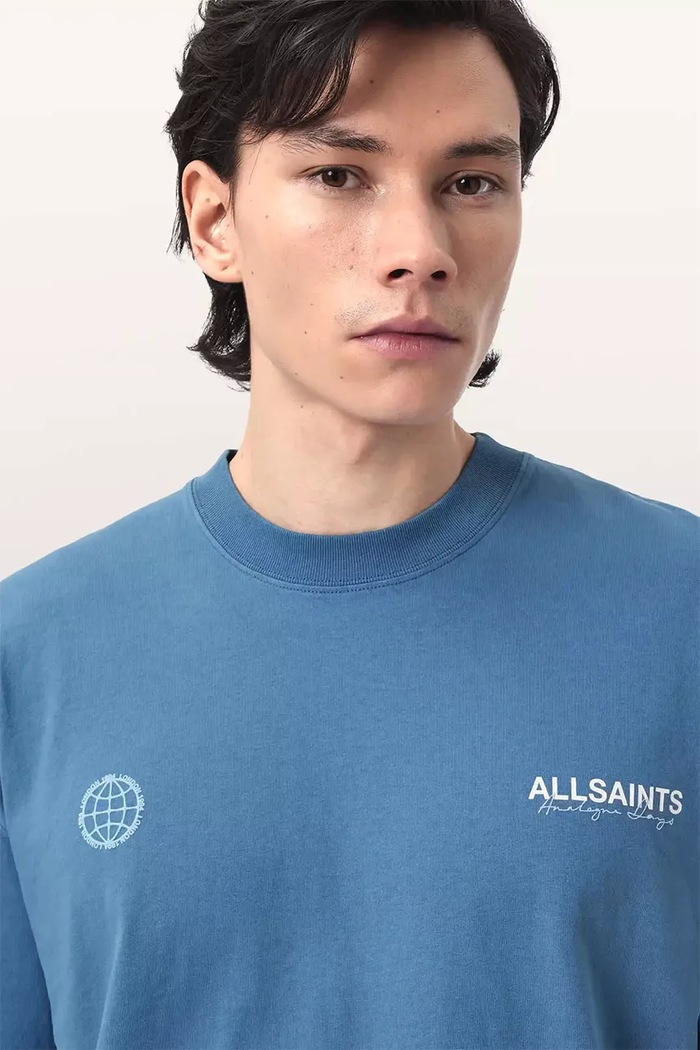 AllSaints t-shirt bawełniany EMBLEM niebieski M006PE
