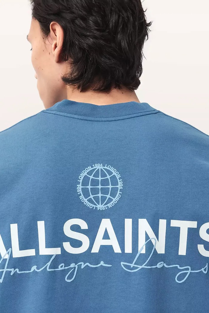AllSaints t-shirt bawełniany EMBLEM M006PE niebieski