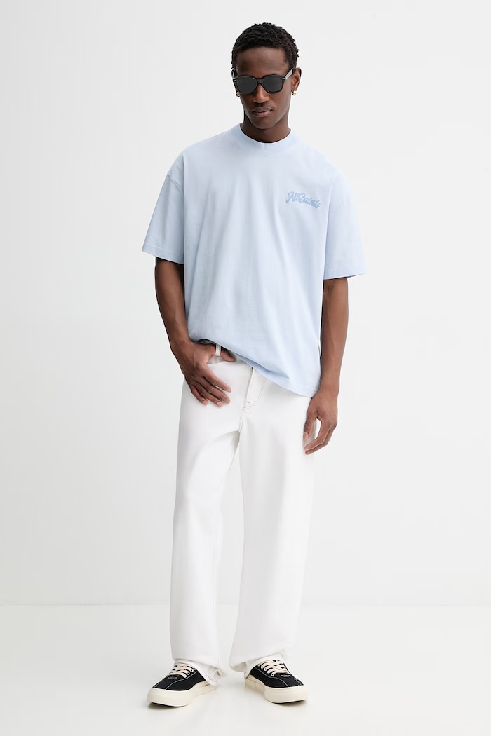 Βαμβακερό μπλουζάκι AllSaints ODYSSEY M008PE μπλε SS26