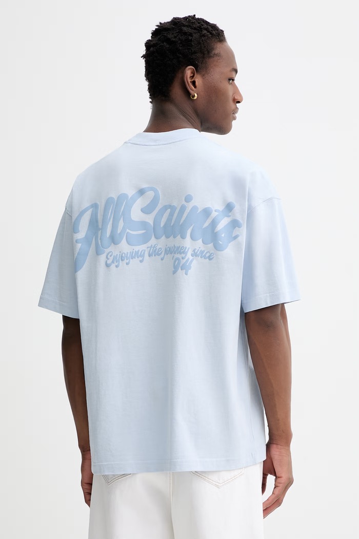 Ρούχα Βαμβακερό μπλουζάκι AllSaints ODYSSEY M008PE μπλε