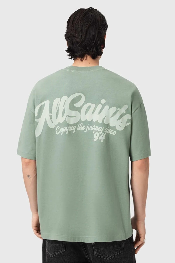 Βαμβακερό μπλουζάκι AllSaints ODYSSEY M008PE πράσινο SS26