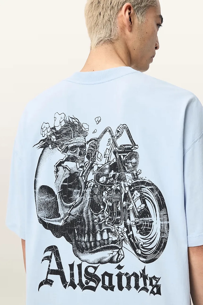 AllSaints t-shirt bawełniany PANHEAD M021PE niebieski