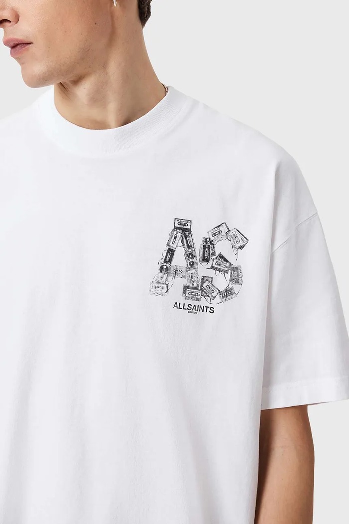AllSaints t-shirt bawełniany MIXTAPE biały M031PE