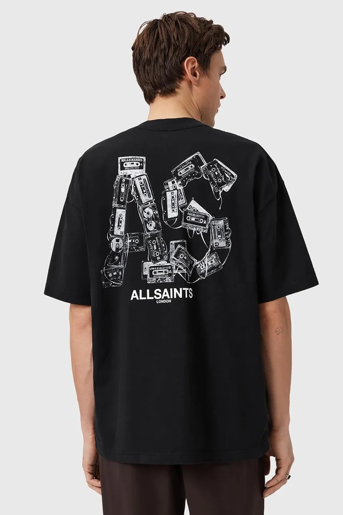 AllSaints t-shirt bawełniany MIXTAPE nadruk czarny M031PE