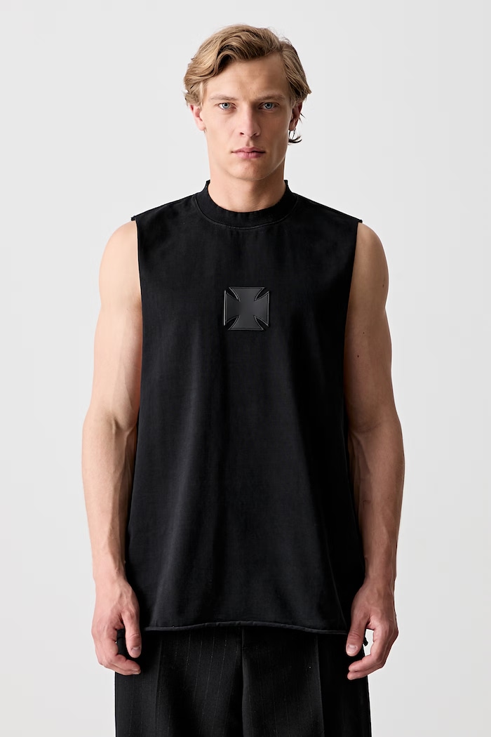 Vetements Leather Cross top din bumbac pentru bărbați bumbac negru ME76TR154BX