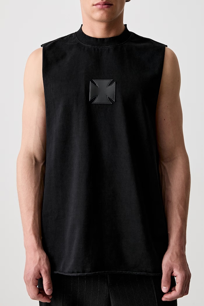 Vetements Leather Cross top od pamuka za muškarce crna ME76TR154BX