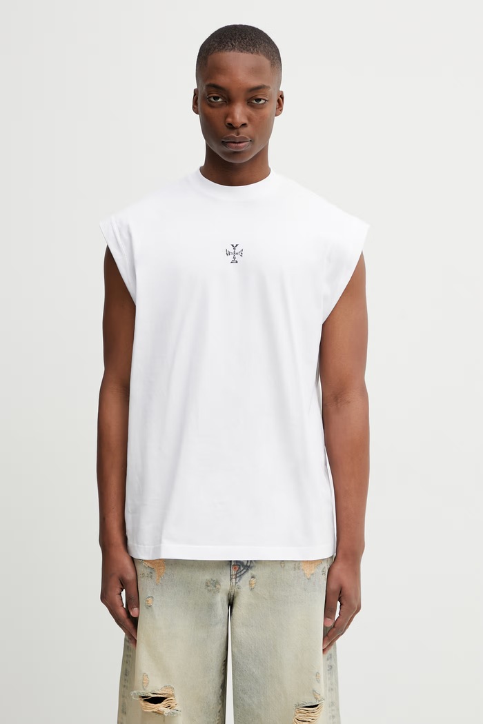 VETEMENTS t-shirt bawełniany Cross Logo gładkie biały ME76TR175W