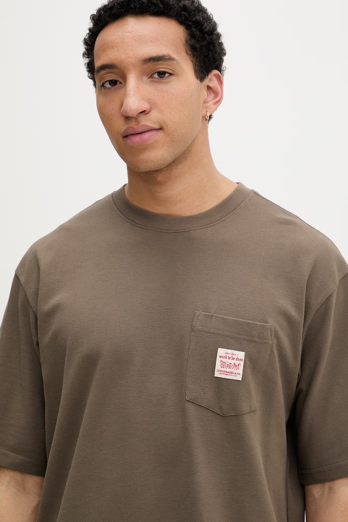 Levi's tričko pánske bavlnené SS TEE x WORKWEAR hnedá A5850.0030