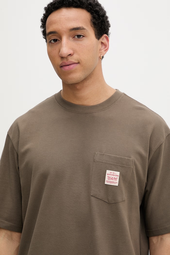 Levi's tričko pánske bavlnené SS TEE x WORKWEAR hnedá A5850.0030
