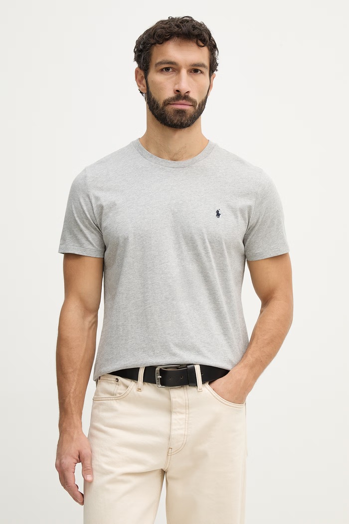 Bavlnené tričko Polo Ralph Lauren jednofarebný sivá 714844756