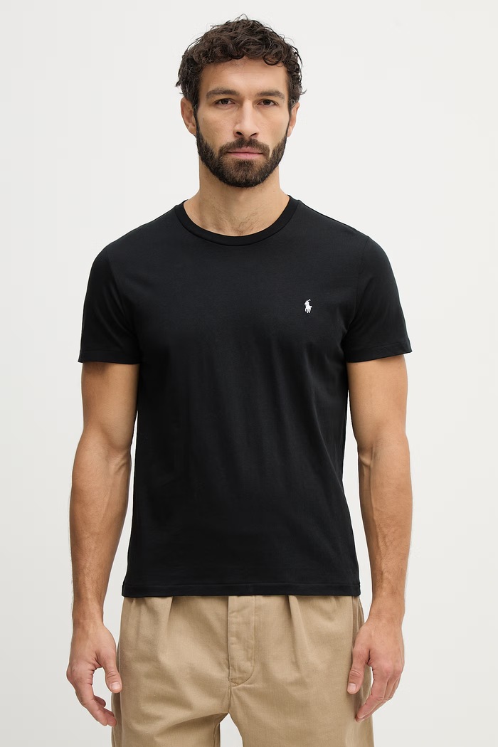 Bavlnené tričko Polo Ralph Lauren jednofarebný čierna 714844756