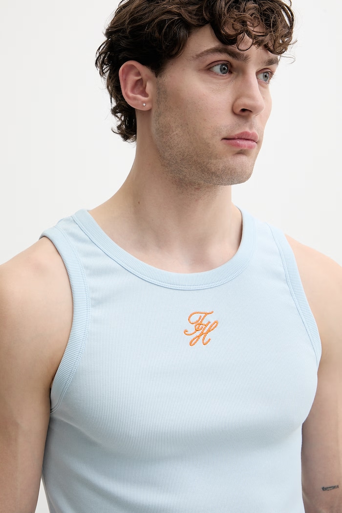 Tommy Hilfiger top męski bawełniany z elastanem SUMMER niebieski UM0UM03841
