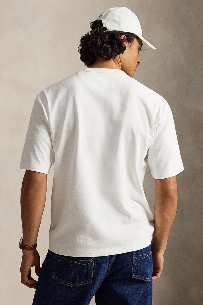 Polo Ralph Lauren T-shirt oversize bawełniany męski 710A12979 biały SS26