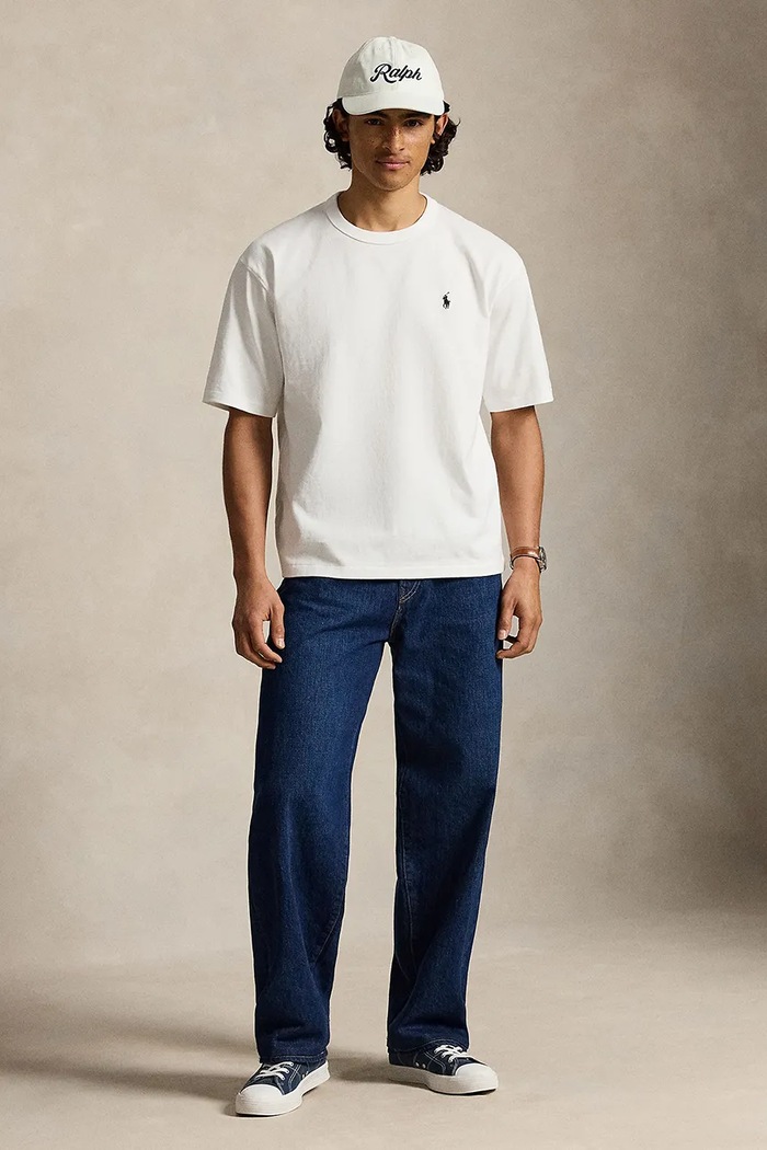 Odzież Polo Ralph Lauren T-shirt oversize bawełniany męski 710A12979 biały
